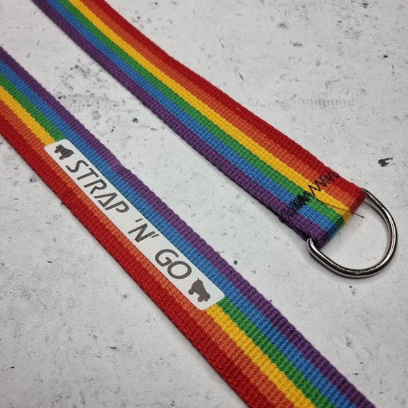 rainbow striped roller skate strap 