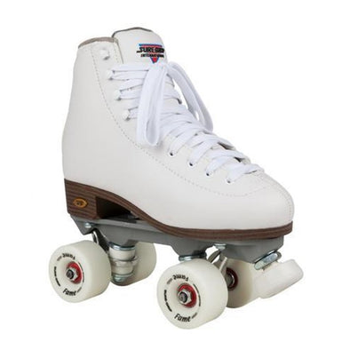 white artistic high top rollerskate with suregrip fame indoor white wheels 