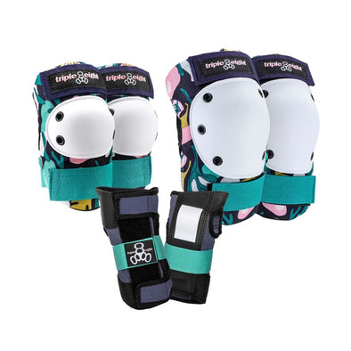 floral teal padding set triple 8 saver series knee pads elbow pads and wrist guards 