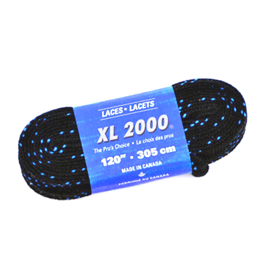 XL 2000 Hockey Laces Black Blue 120" (304cm) - Lucky Skates