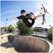 skateboarder wearing 187 pro knee black patterned