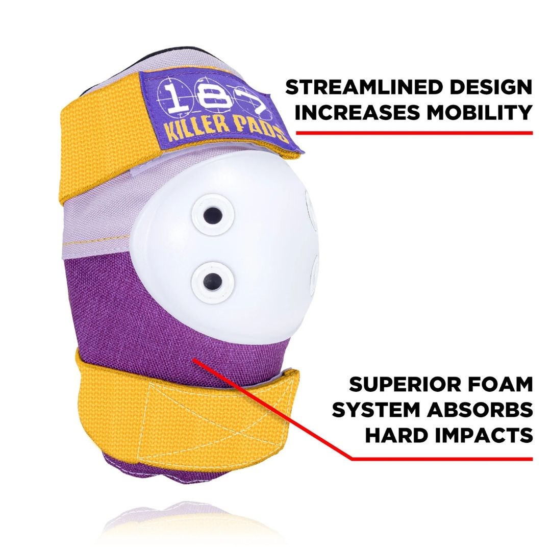 187 Killer Six Pack Padding Set Purple Elbow Pads - Lucky Skates 