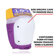 187 Killer Six Pack Padding Set Purple Knee Pads - Lucky Skates 
