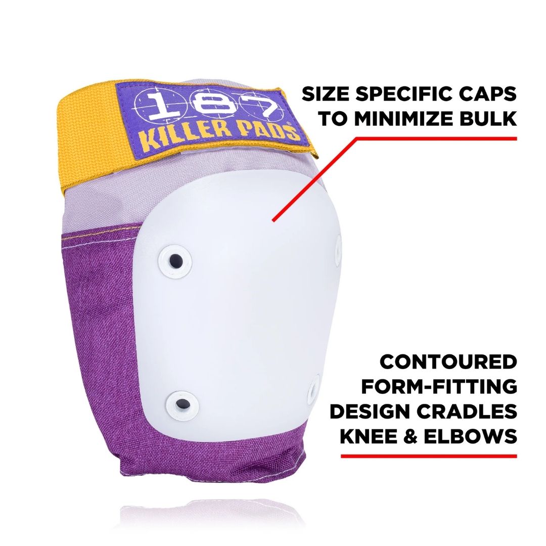 187 Killer Six Pack Padding Set Purple Knee Pads - Lucky Skates 