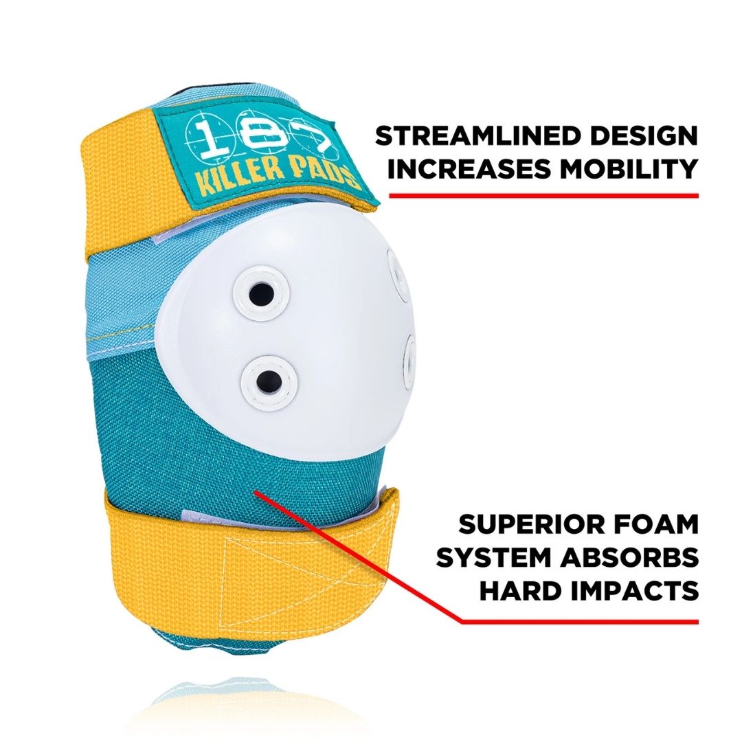 187 Killer Six Pack Padding Set Teal Elbow Pads - Lucky Skates 