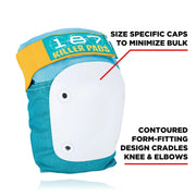 187 Killer Six Pack Padding Set Teal Knee Pads - Lucky Skates 