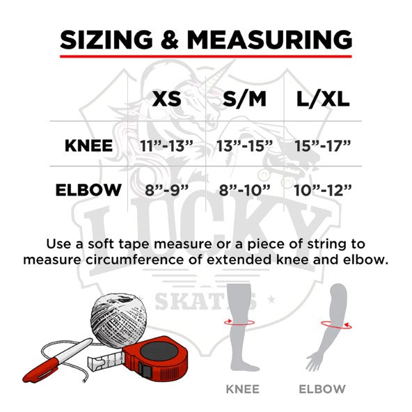 size chart for 187 knee and elbow combo pack