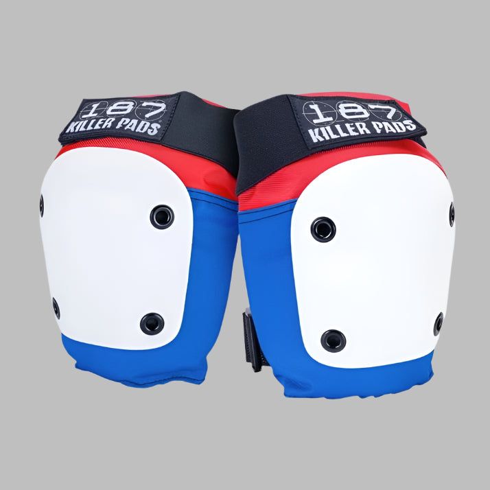 187 Killer Fly Skate Knee Pads - Red Blue White - Lucky Skates