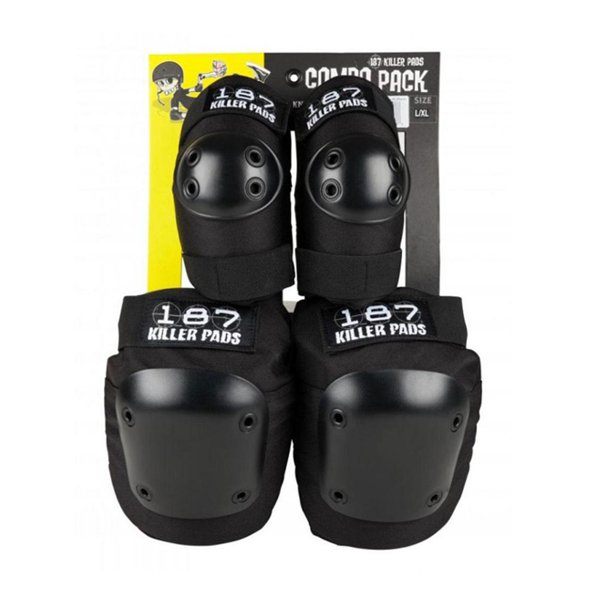 187 Killer Knee & Elbow Pad Combo Pack Black - Lucky Skates
