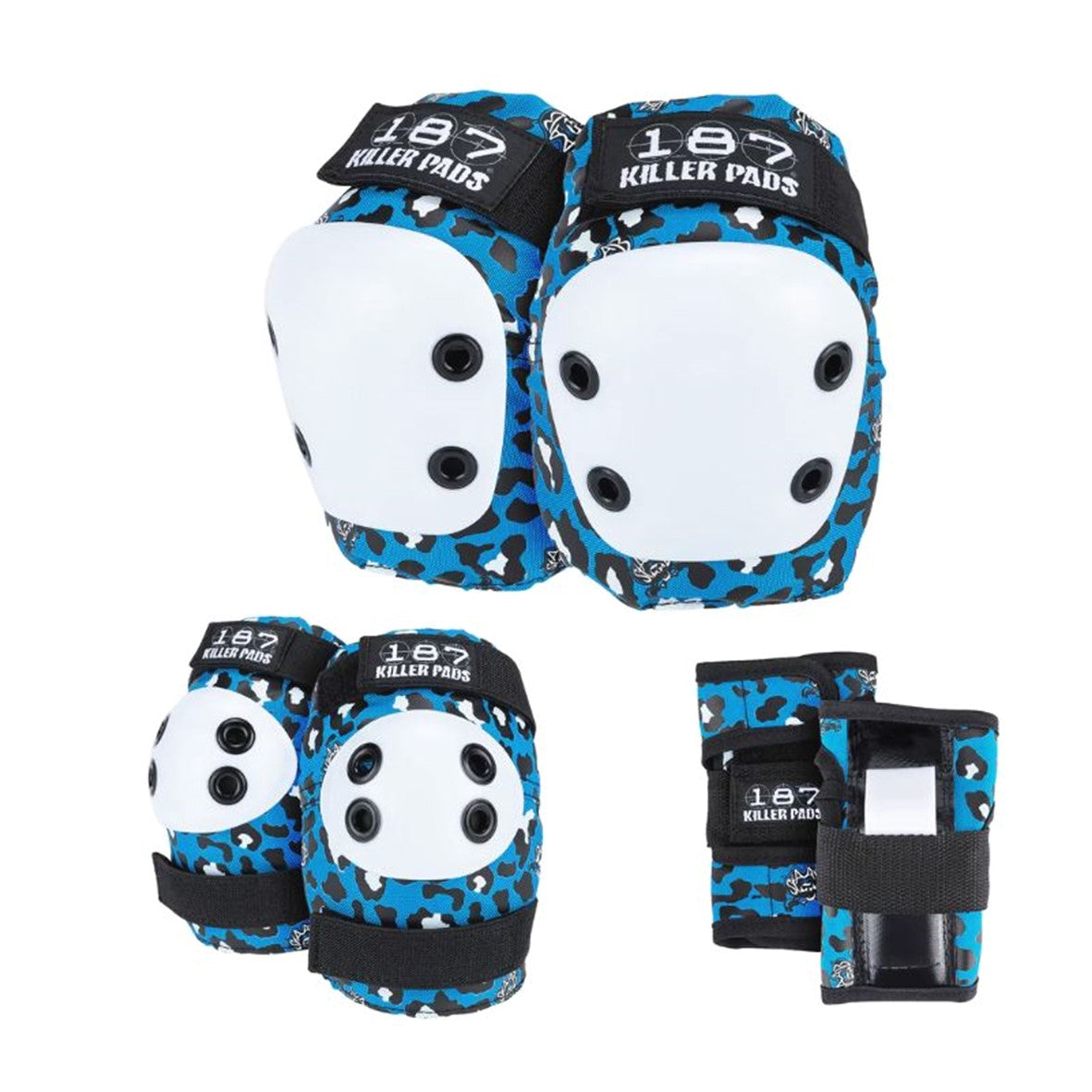 187 Killer Junior Pad Set Blue Leopard - Lucky Skates