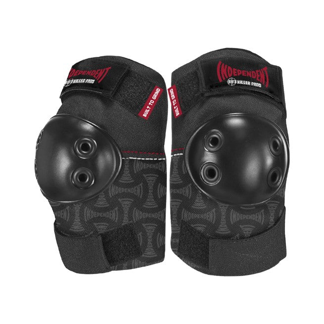 187 black and red patterned elbow pads