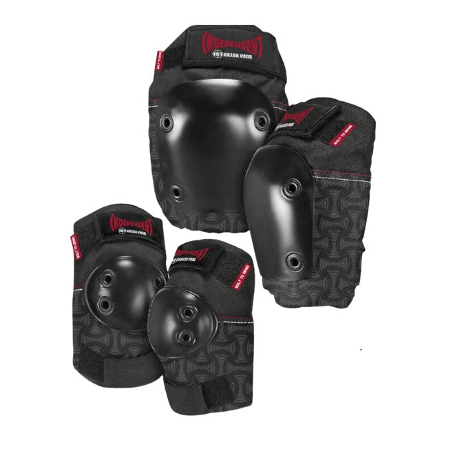 187 black and red patterned knee and elbow pads 