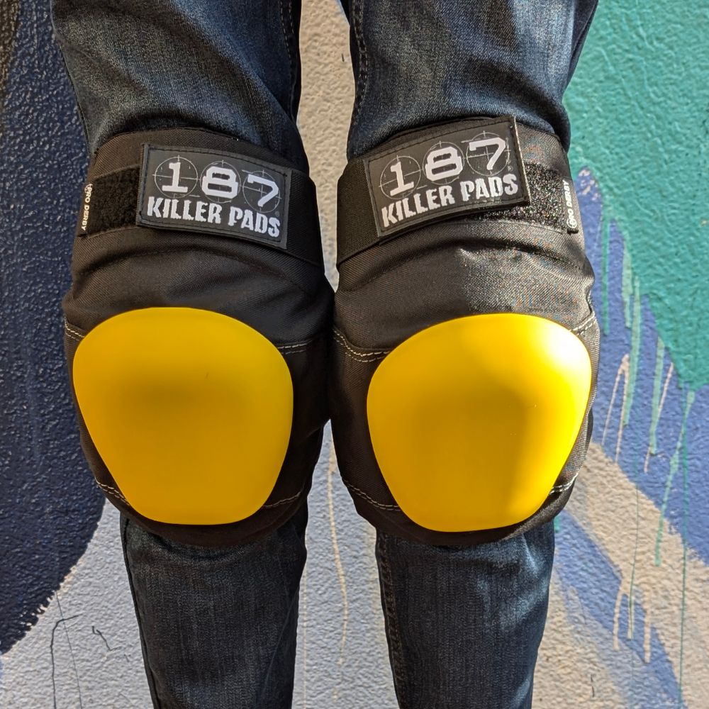 187 Killer Knee Yellow Knee Recaps Lock  in C1 187 Pro Knee Pads, 187 Pro Derby Knee Pad Replacement Caps - Lucky Skates
