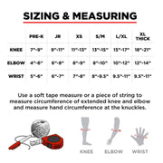 187 Killer Pads Six Pack Knee Pad Elbow Pad Wrist Guards Size Chart - Lucky Skates 