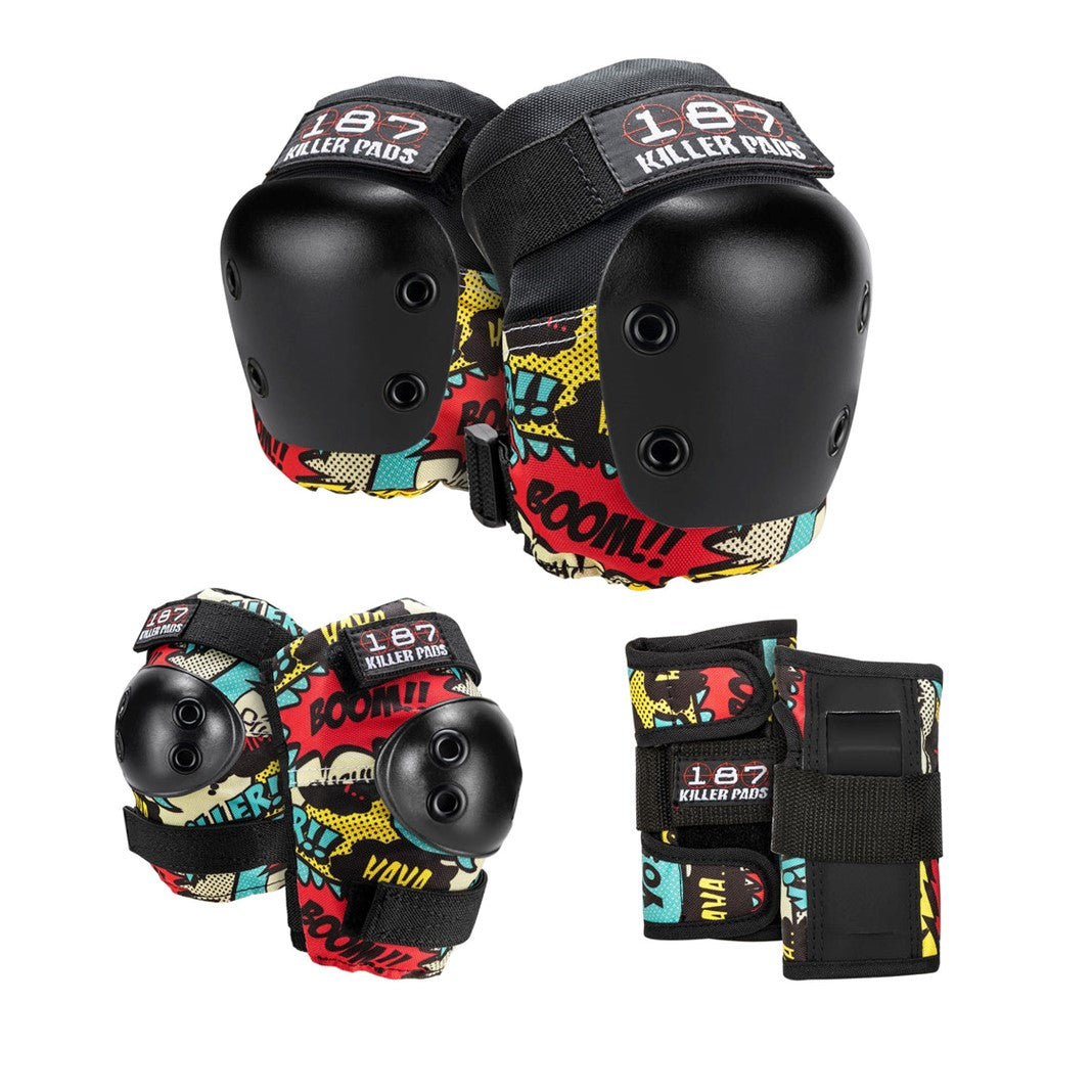 187 Killer Junior Pad Set Comic - Knee Pads / Elbow Pads / Wrist Guards - Lucky Skates