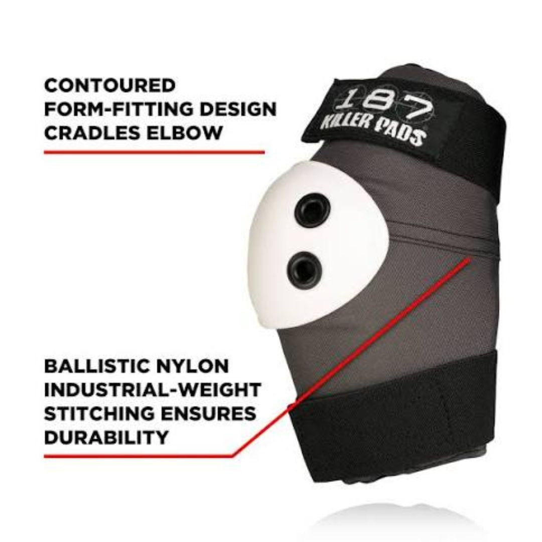 187 Killer Pads Slim Grey Skate Elbow Pads - Lucky Skates
