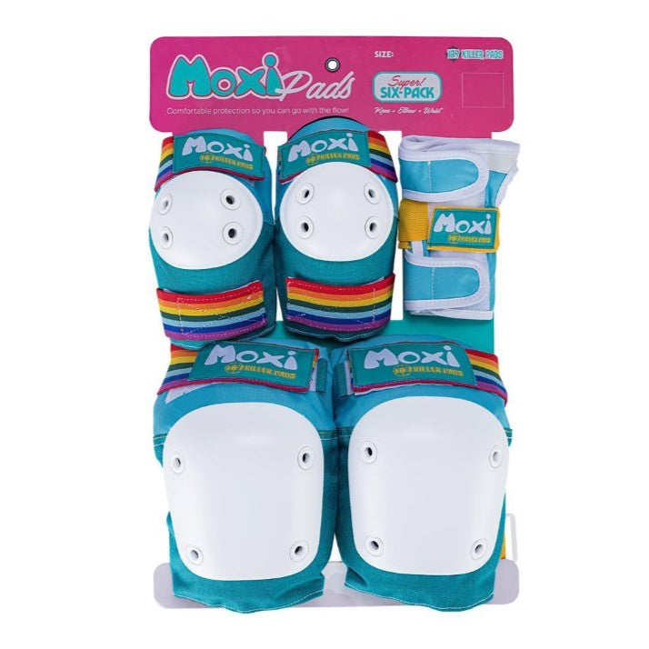 187 Moxi Skates Rainbow Teal Junior Padding Set Jade - Knee Pads / Elbow Pads / Wrist Guards - Lucky Skates