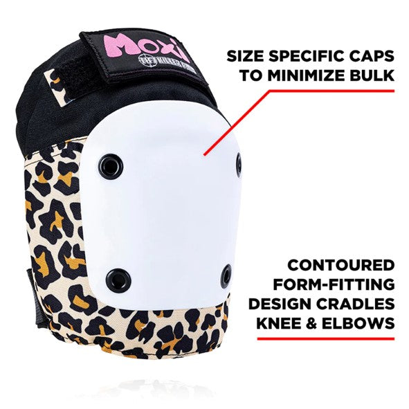 187 Moxi Skates Padding Set Wild Leopard Print Knee Pads - Lucky Skates