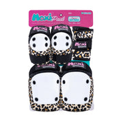 187 Moxi Skates Padding Set Wild Leopard Print Brown Knee Pads Elbow Pads Wrist Guards - Lucky Skates