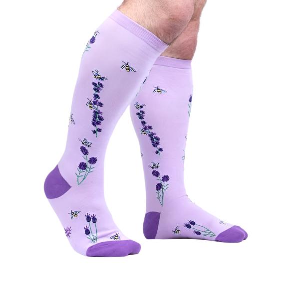 Sock It To Me Bees and Lavender Stretch-It Knee High Socks - Lucky Skates