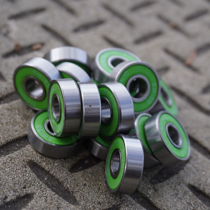 16 green skate bearings with green shields 