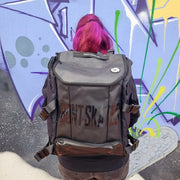 person carrying bont backpack black