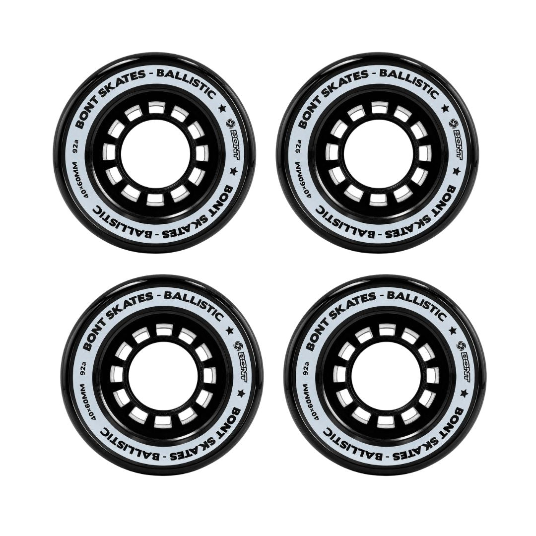 Black Rollerskate Indoor Wheels 92a 40mm x 60mm Black 4 Pack - Lucky Skates