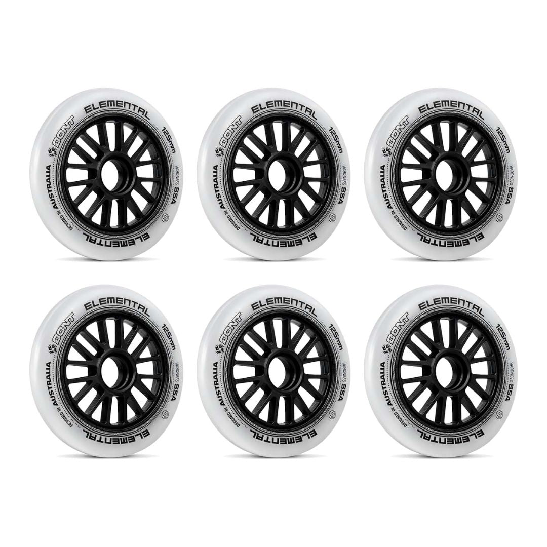 Bont Elemental Inline Speed Skate Wheels White 85A 125mm White 6 pack - Lucky Skates