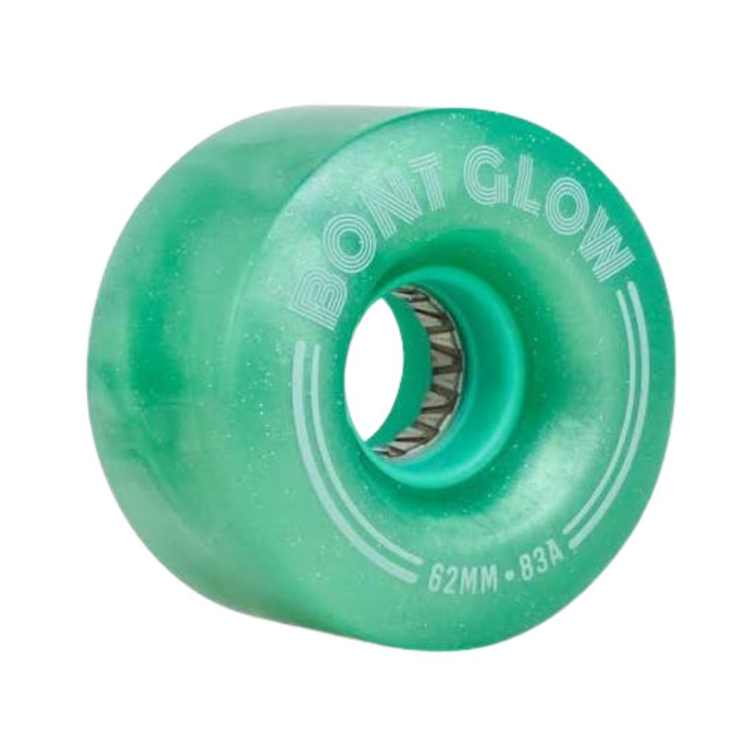 Bont Light Up Glow Misty Teal LED Roller Skate Wheels 62mm 83A - Lucky Skates