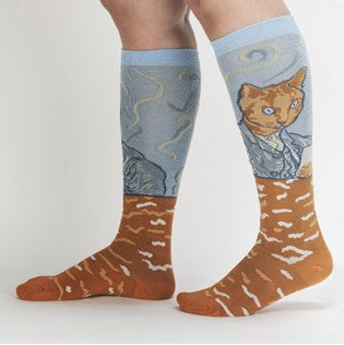 Cat Van Gogh A Selfie Portrait Knee High Socks