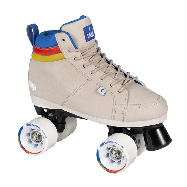 cream retro sneaker quad skates 