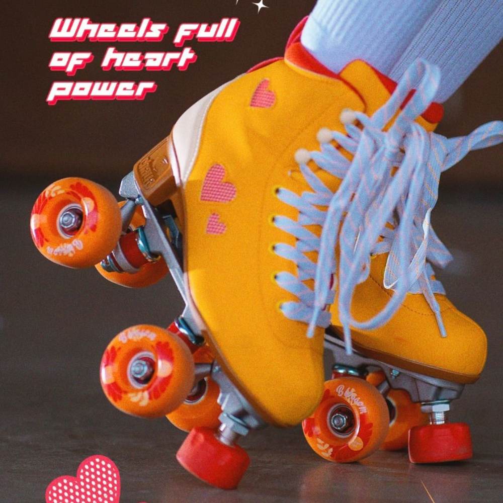 Chaya Cozy Summer Breeze Orange Yellow Roller Skates High Top Hearts - Lucky Skates 