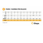 chaya size chart for park and karma skate