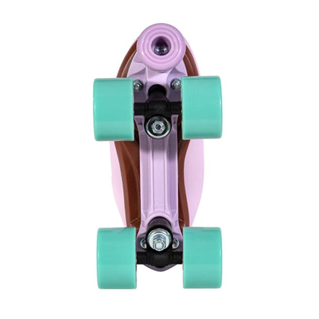 bottom view chaya light purple high top rollerskate purple plate teal wheels