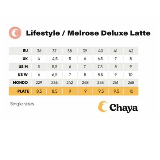 size chart for chaya melrose deluxe high top rollerskate