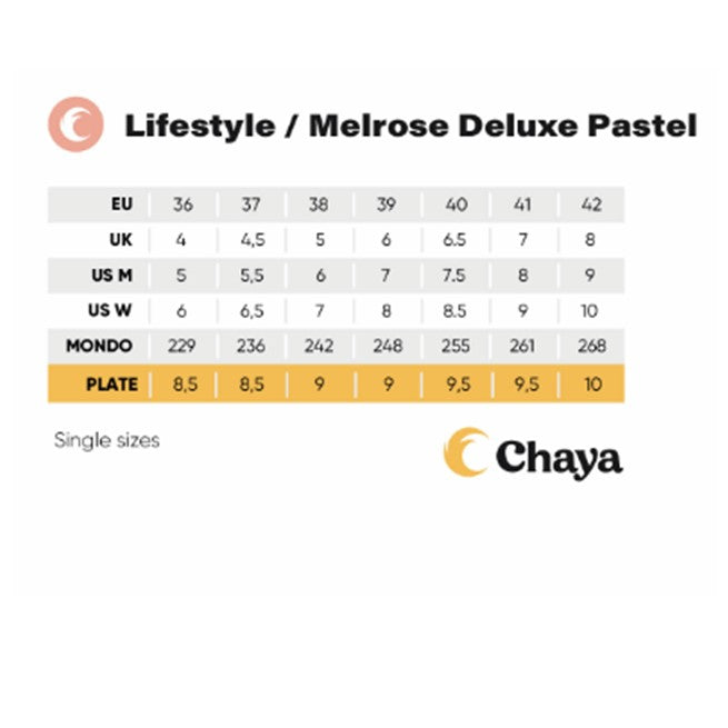 size chart for chaya melrose deluxe high top roller skates