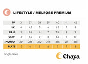 size chart for chaya melrose premium high top roller skates