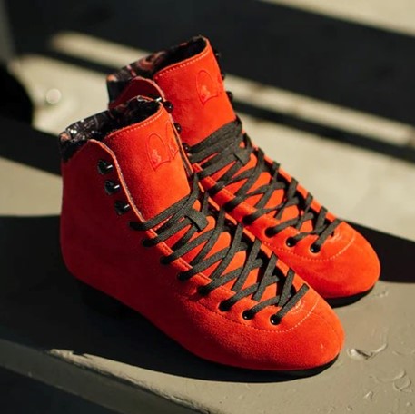 orange red artistic quad boot