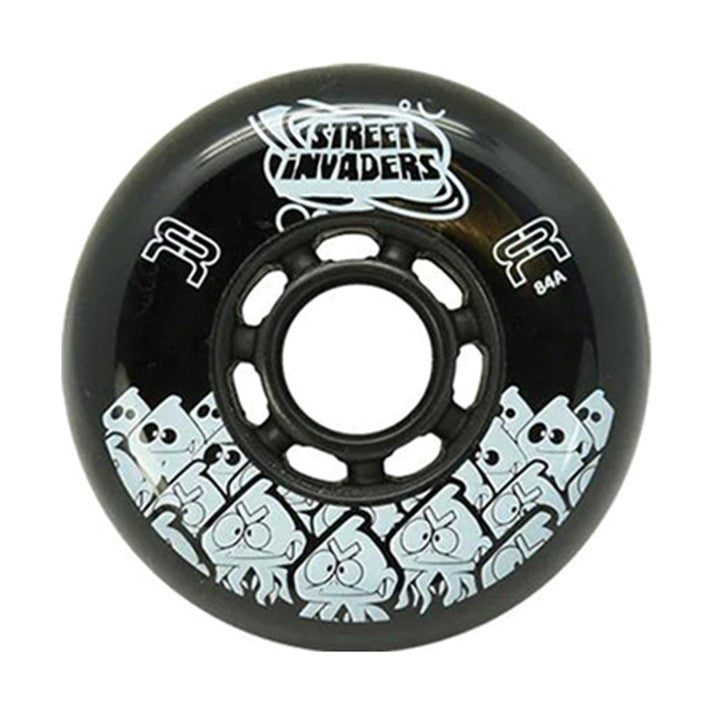 FR Street Invaders Black Inline Wheels 84mm 84A - 4 Pack - Lucky Skates