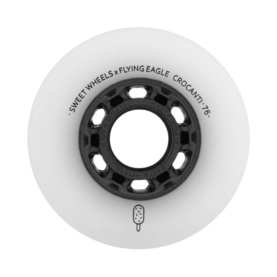 Flying Eagle Crocanti Sweet Inline Skate Wheels 76mm 88A  8 Pack White - Lucky Skates 