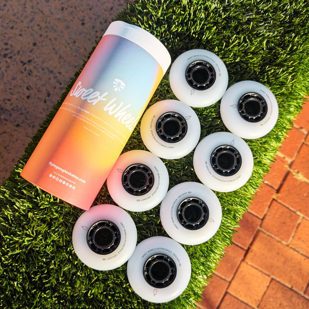 Flying Eagle Crocanti Sweet Inline Wheels Rollerblade 80mm 88A White 8 Pack - Lucky Skates 
