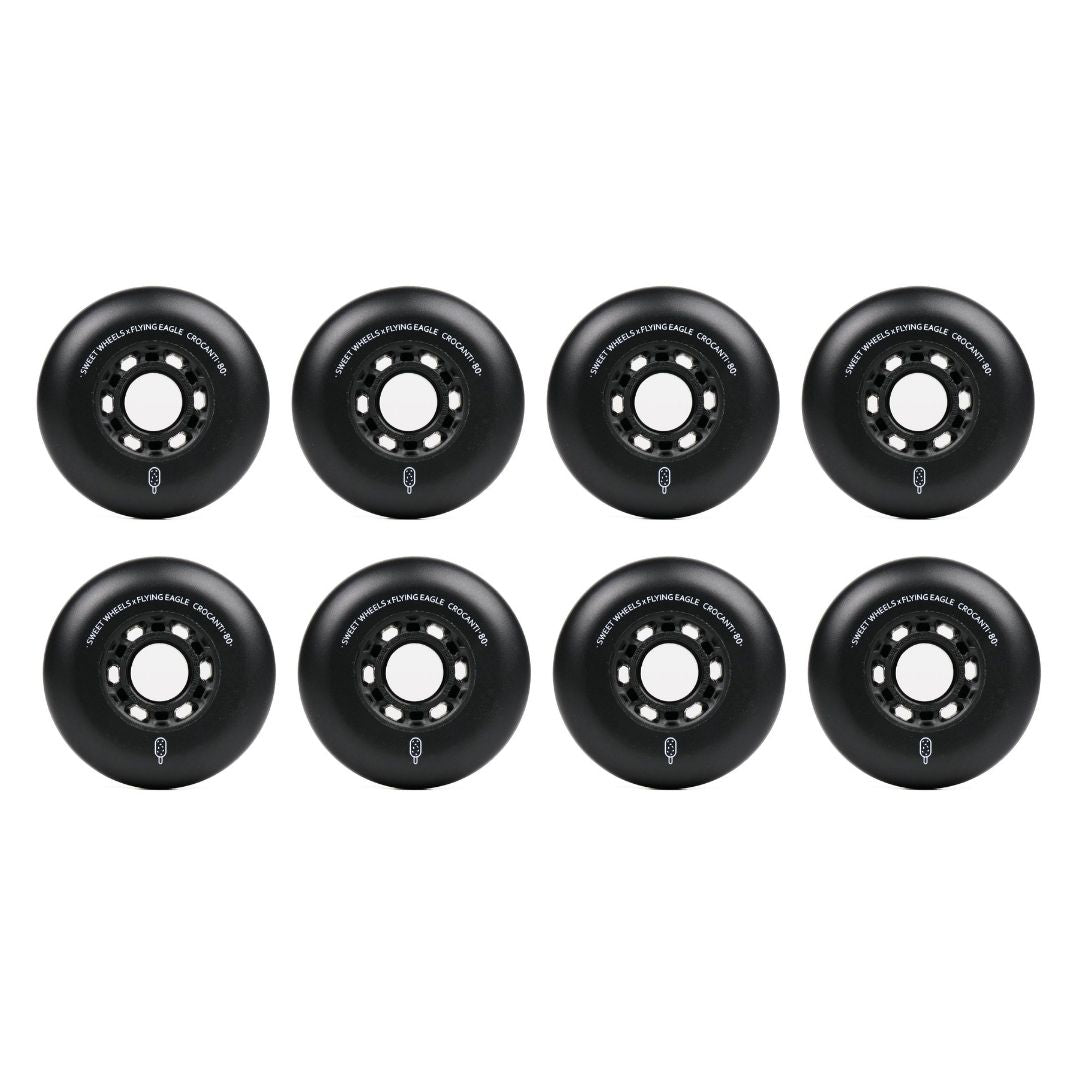Flying Eagle Crocanti Sweet Inline Wheels Rollerblade 80mm 88A Black 8 Pack - Lucky Skates 
