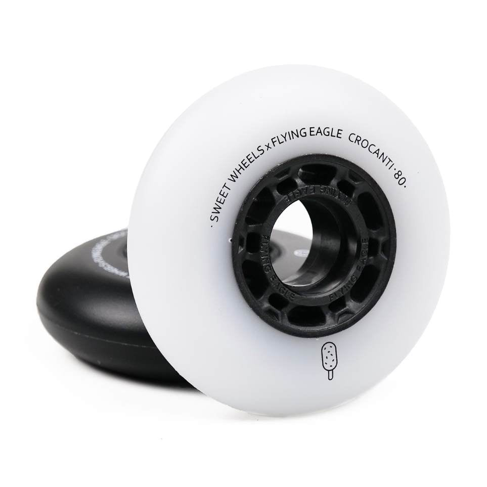Flying Eagle Crocanti Sweet Inline Wheels Rollerblade 80mm 88A White Black  8 Pack - Lucky Skates 