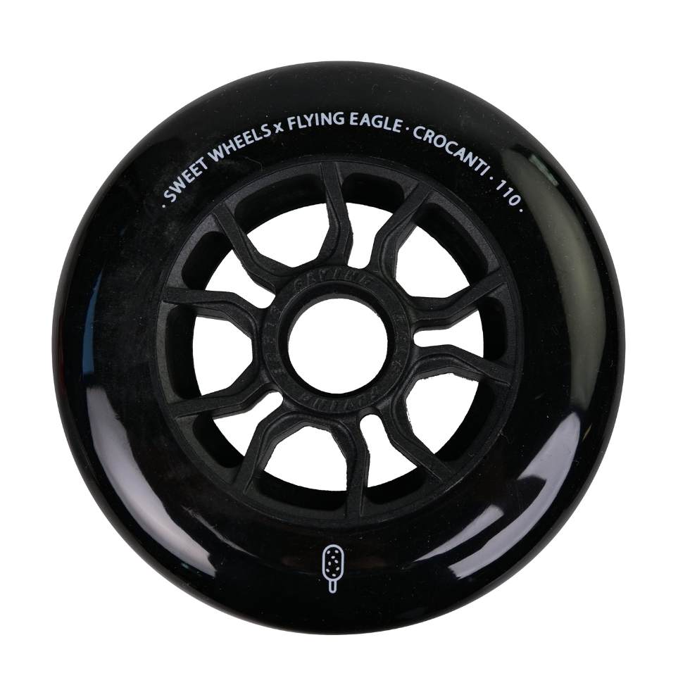 Flying Eagle Crocanti Sweet Inline Tri Skate Wheels 110mm 88A Black 6 Pack - Lucky Skates 
