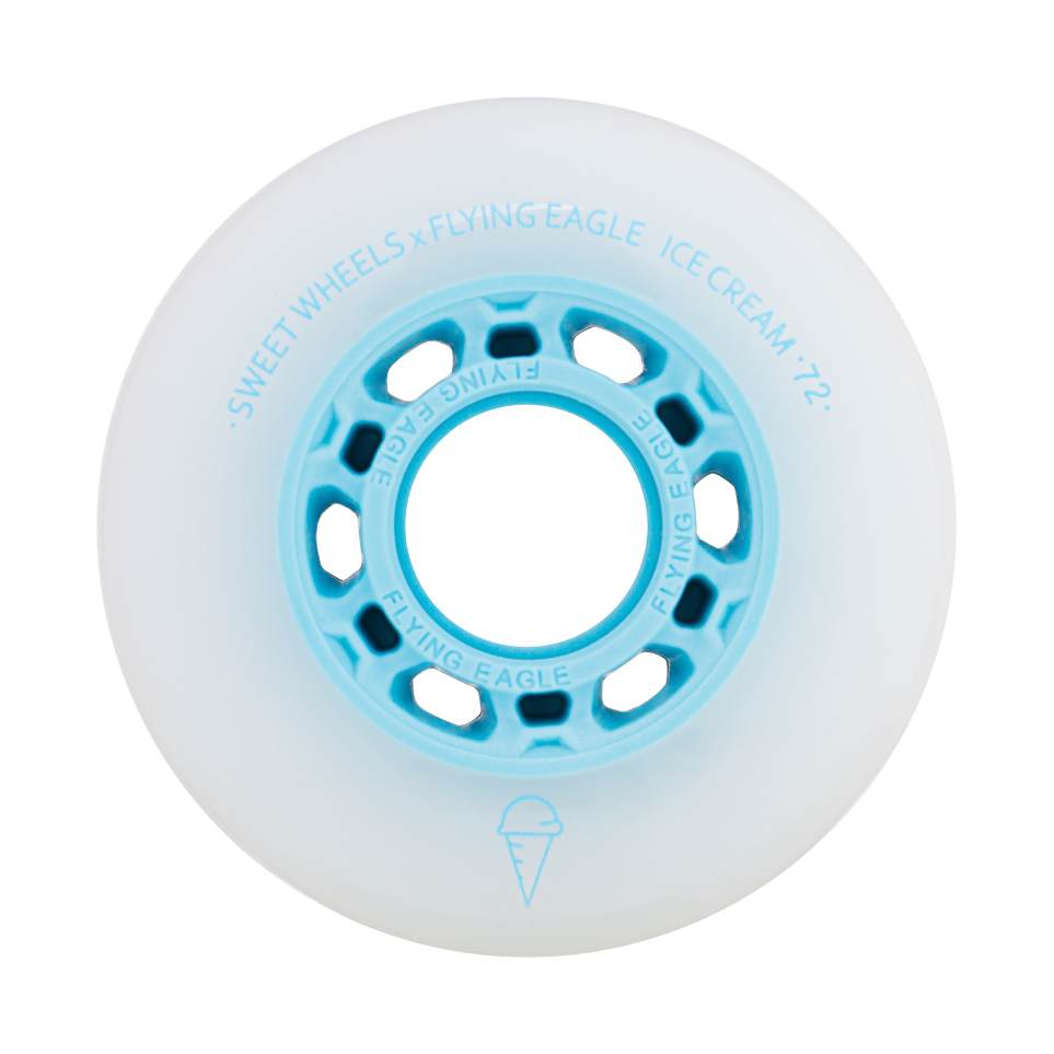 Flying Eagle Ice Cream Inline Skate Rollerblade Wheels 72mm 86A Blue 8 Pack - Lucky Skates 