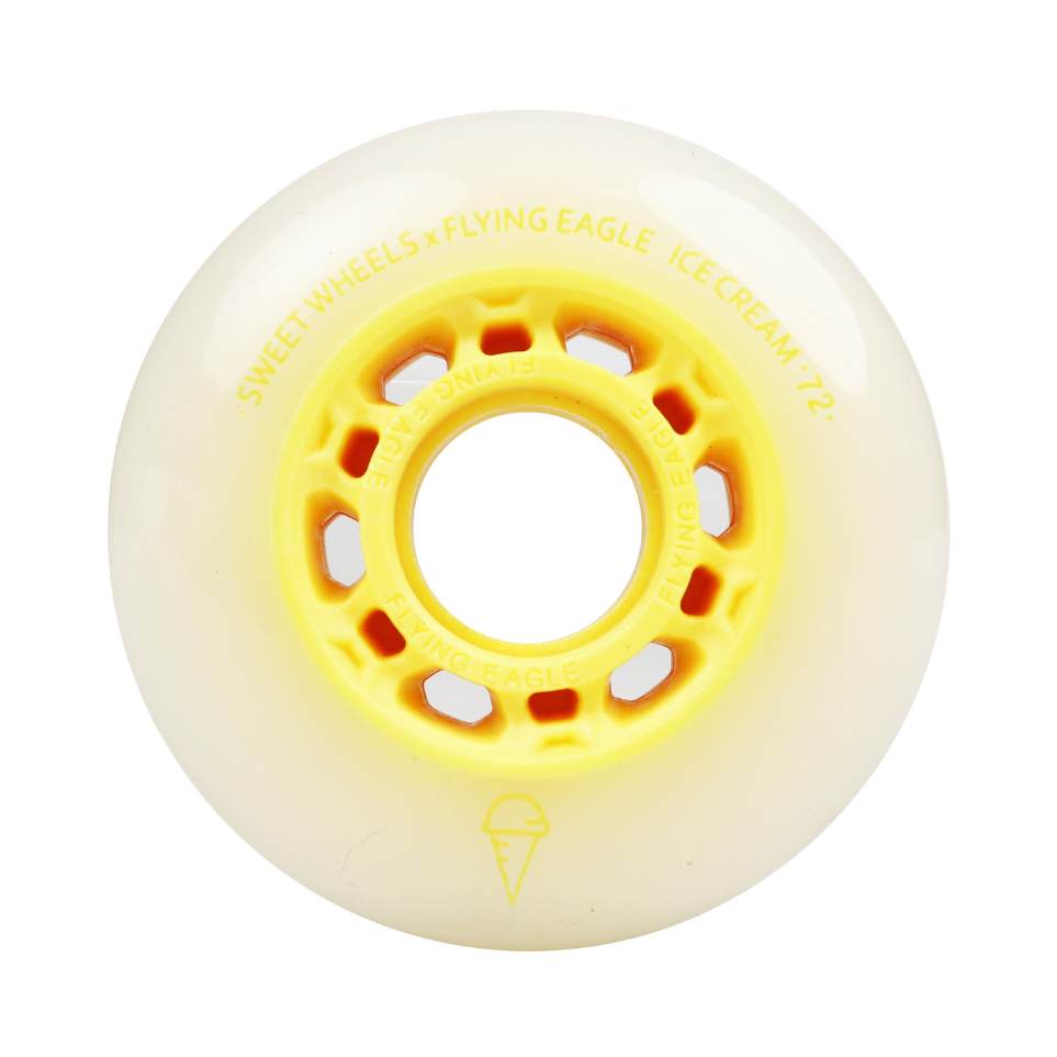 Flying Eagle Ice Cream Inline Skate Rollerblade Wheels 72mm 86A Yellow 8 Pack - Lucky Skates 
