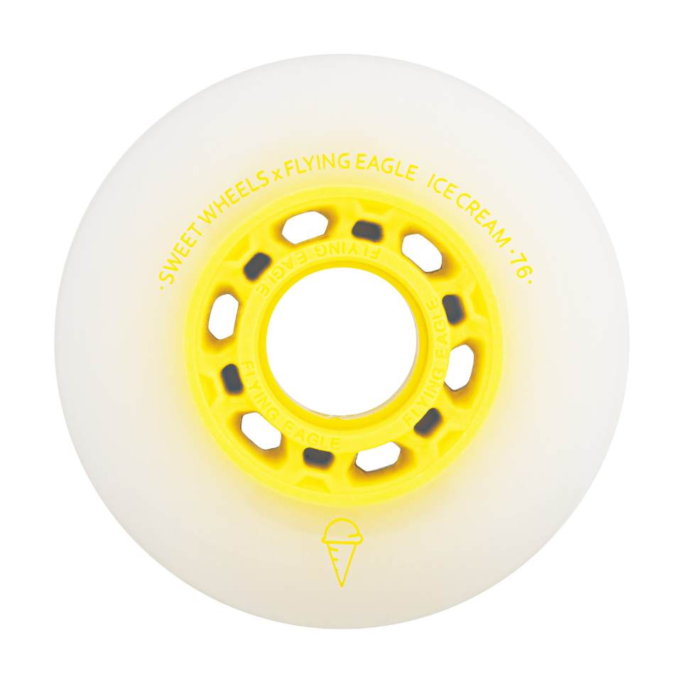 Flying Eagle Ice Cream Inline Skate Rollerblade Wheels 76mm 86A 8 Pack Yellow - Lucky Skates 