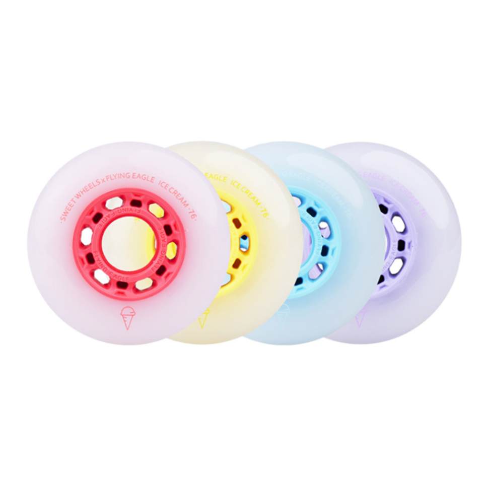 Flying Eagle Ice Cream  Coloured Inline Skate Rollerblade Wheels 76mm 86A 8 Pack - Lucky Skates 