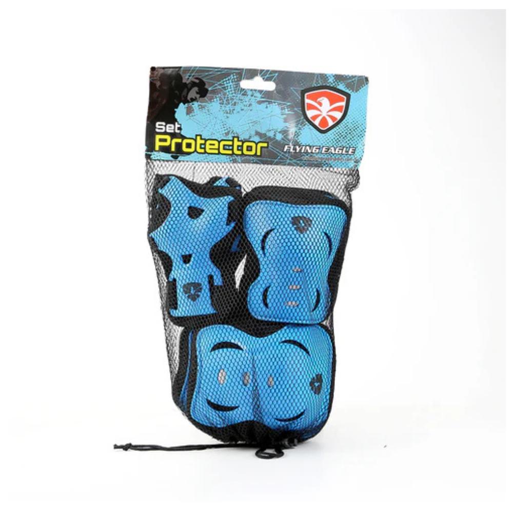 Flying Eagle V5 Junior Pad Set Blue  Knee Pad, Elbow Pad Wrist Guards - Lucky Skates 