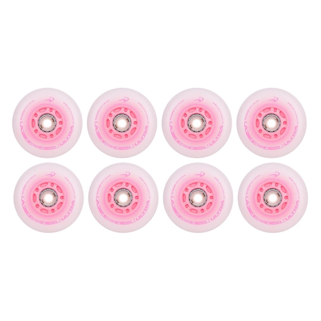 Flying Eagle Light Up LED Lazer Wheels Inline Wheels 88A Pink 8 Pack - Lucky Skates 
